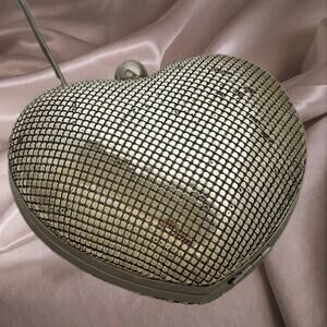 Whiting & Davis Heart Minaudiere Purse - Silver